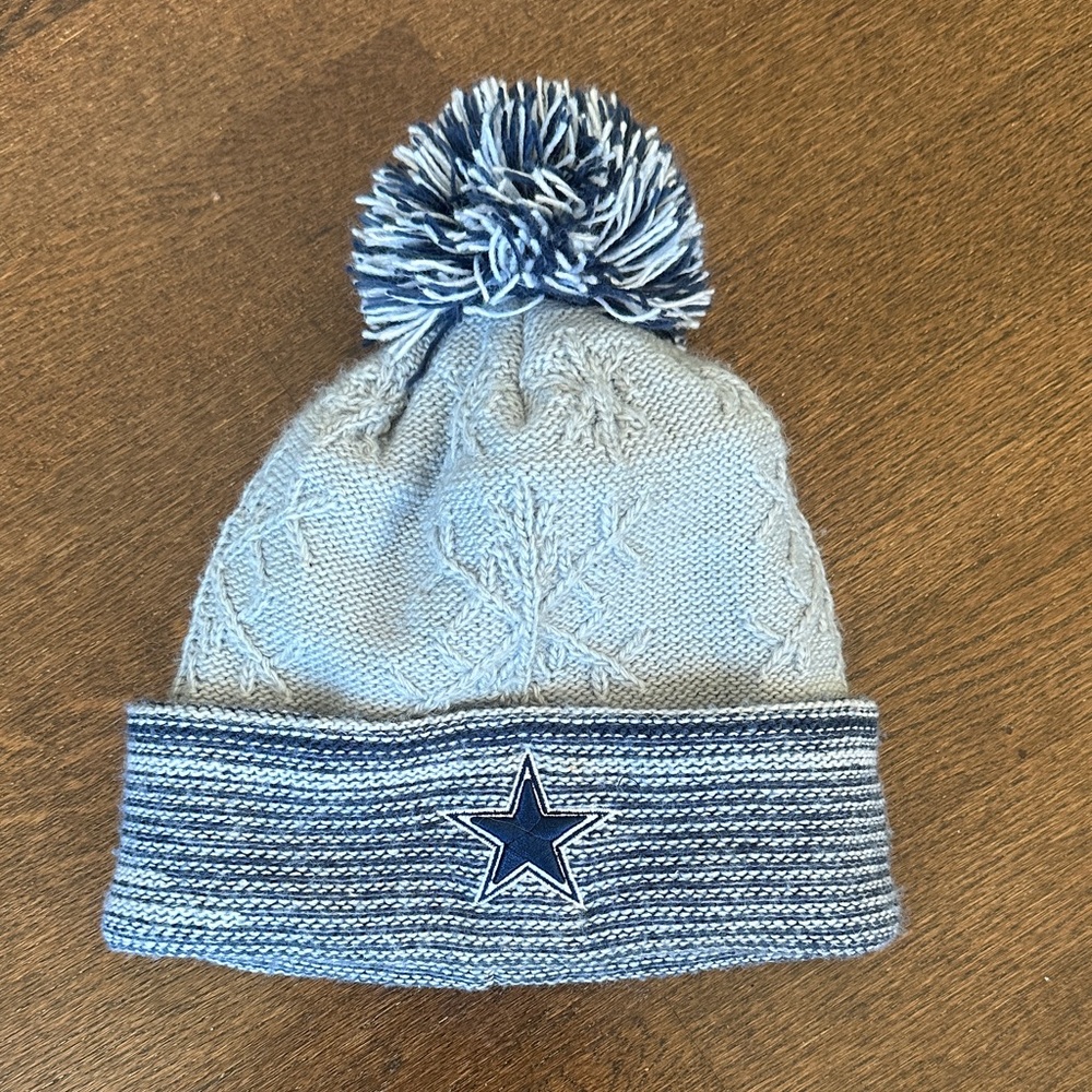 DALLAS COWBOYS NFL Blue and Gray women's Beanie with Pom-Pom